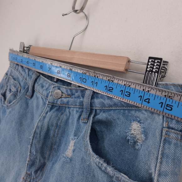 Denim Shorts High Rise Distressed Women's Blue Jean size large - Picture 7 of 8